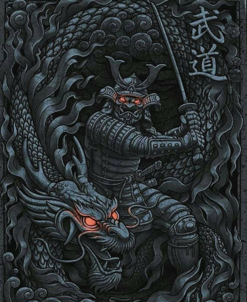Võ sĩ Samurai Nhật Bản Mắt Phát Sáng Hình nền