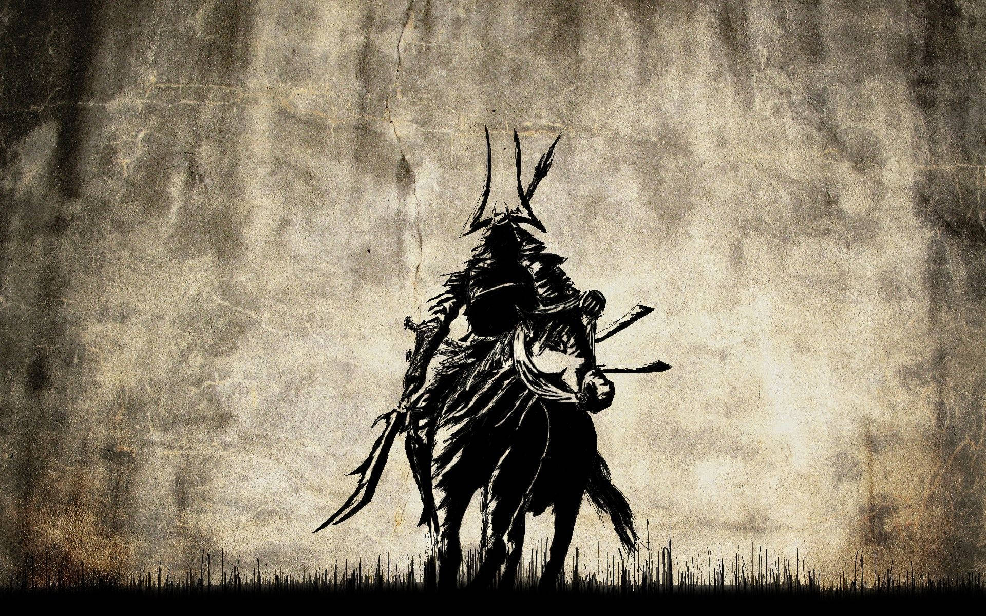 Võ Sĩ Samurai Nhật Bản Trên Lưng Ngựa Hình nền