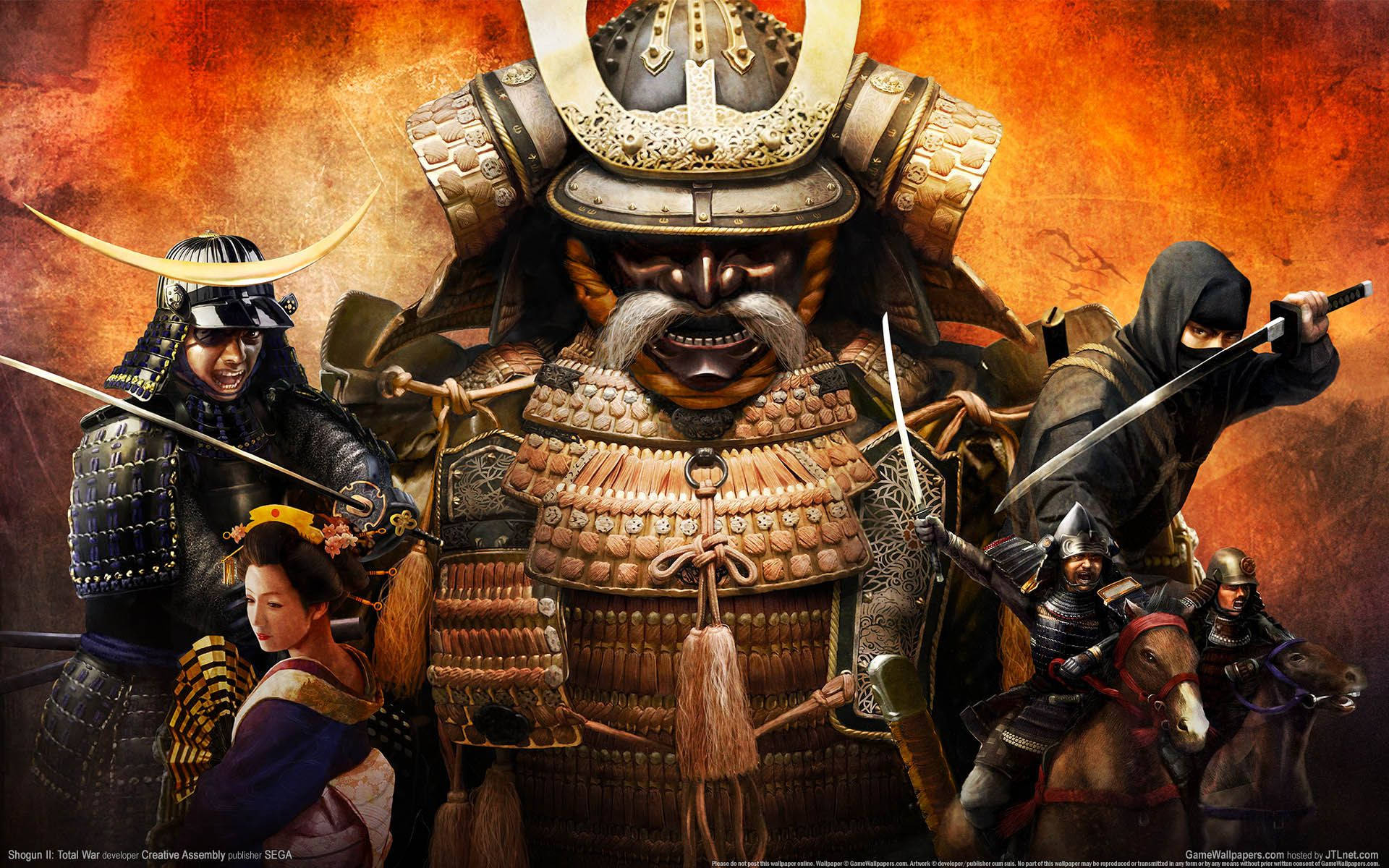 Võ sĩ Samurai Nhật Bản với Geisha và Ninja Hình nền
