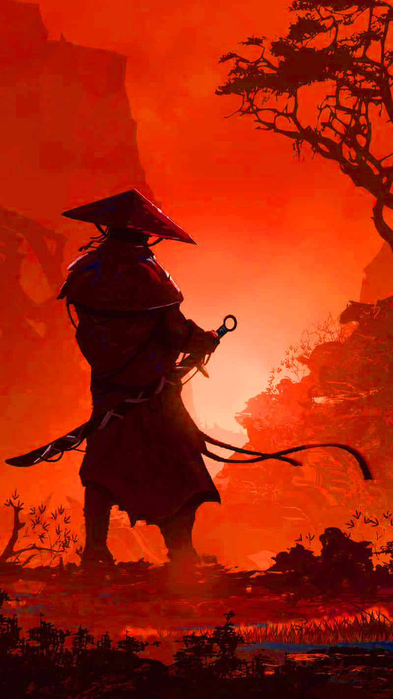 Võ Sĩ Samurai Ronin Anime Núi Đỏ Hình nền