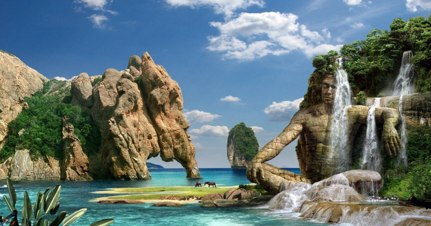 Voi Và Phật 3D Thiên Nhiên Hình nền