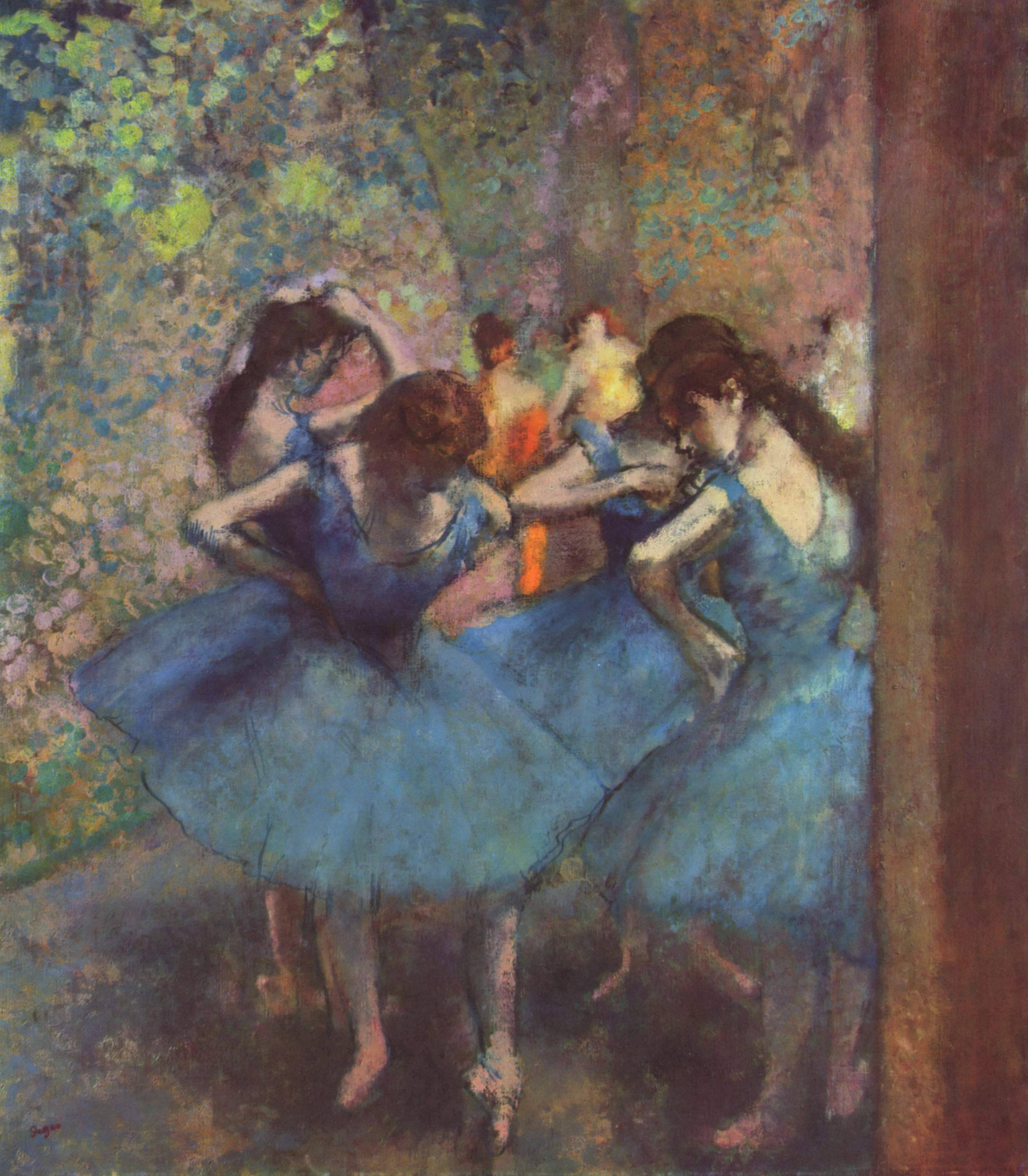 Vũ công mặc váy xanh do Edgar Degas vẽ Hình nền