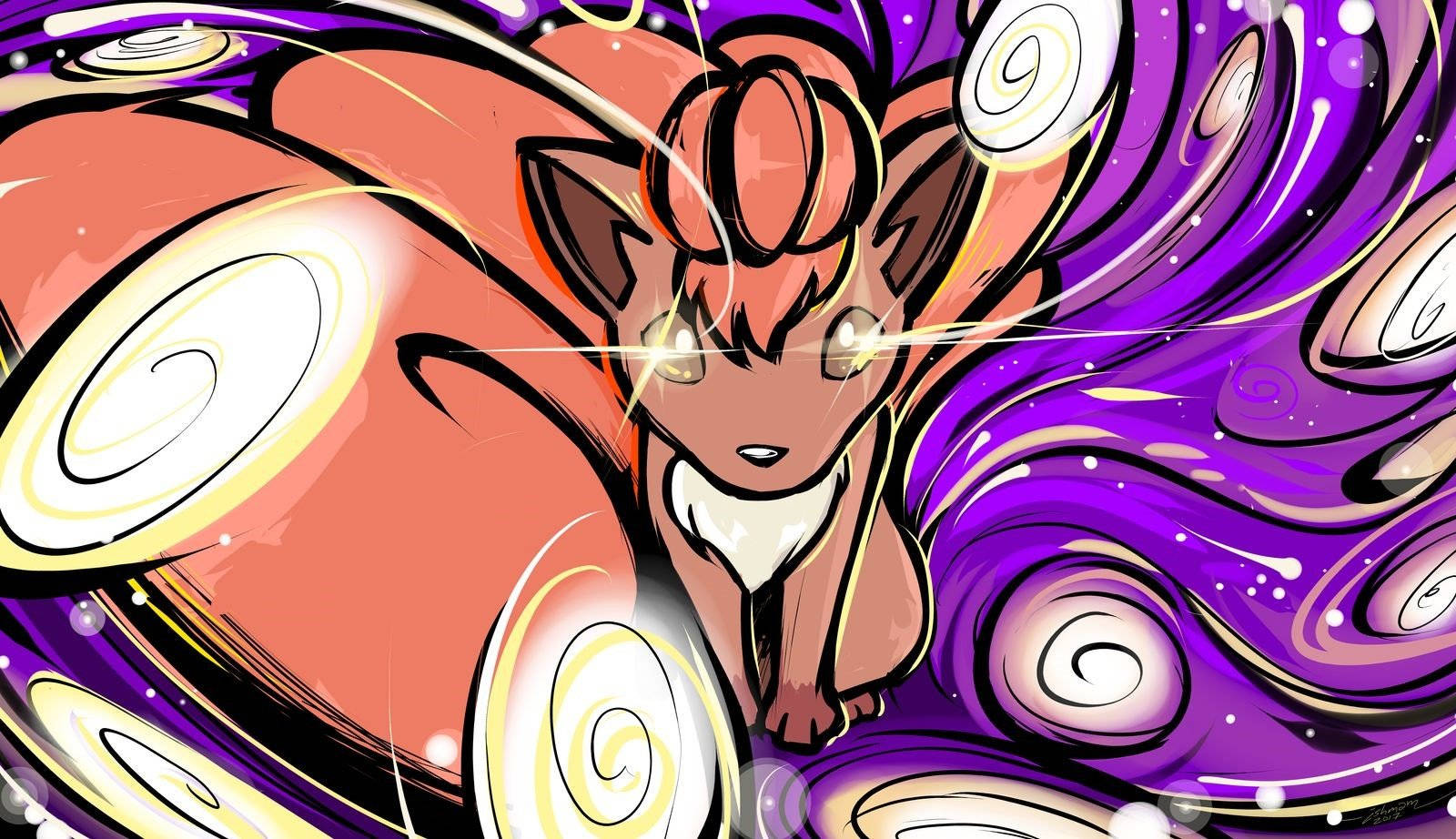 Vulpix trong nền xoắn ốc Hình nền