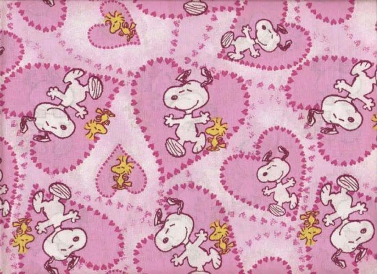 Woodstock và Snoopy Valentine Trái Tim Hồng Hình nền