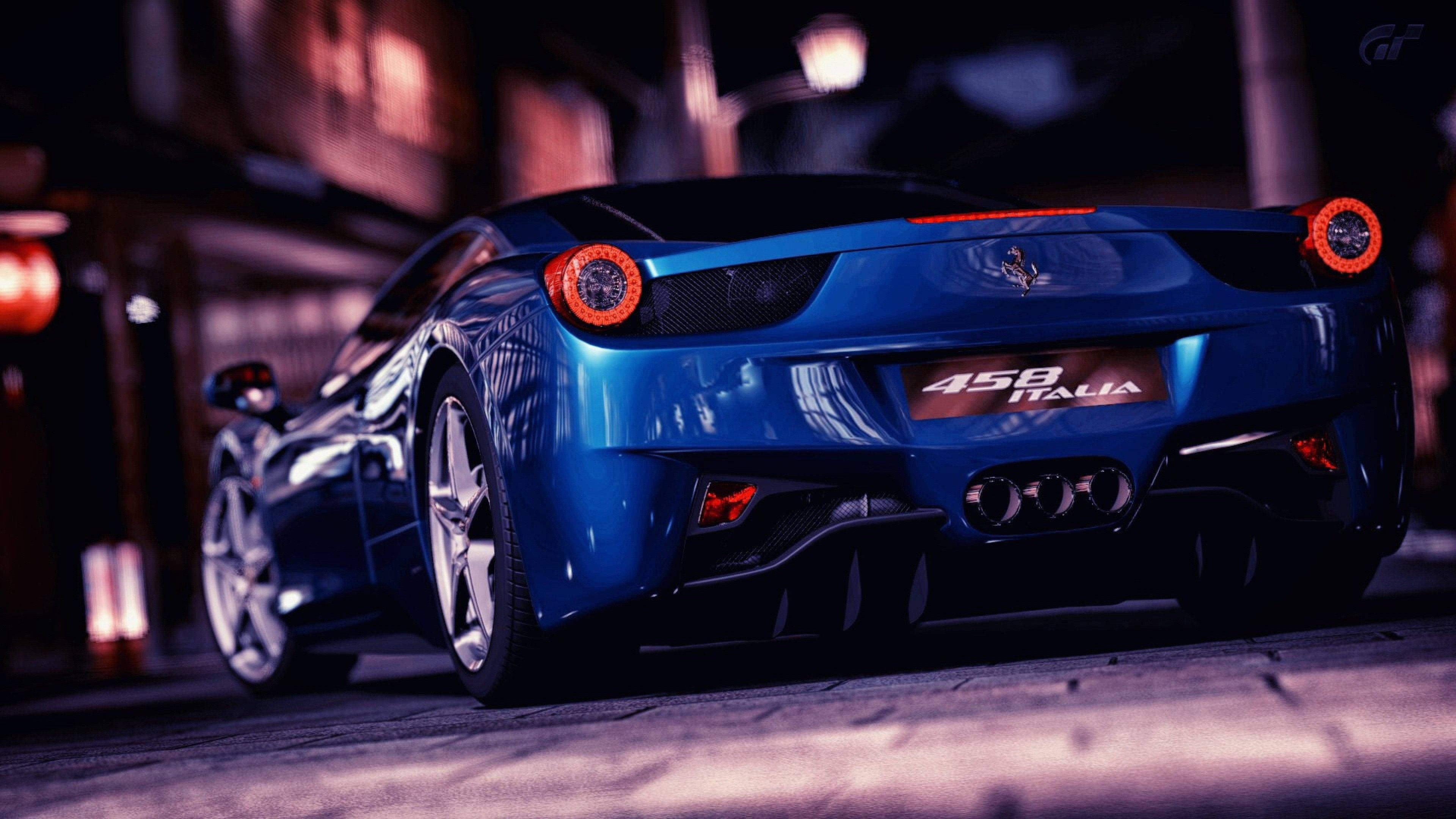 Xe 4K Xanh 458 Italia Ferrari Hình nền
