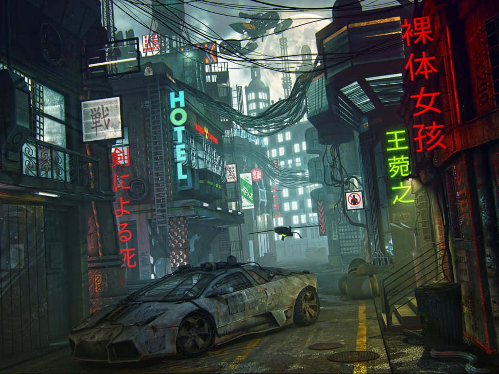 Xe Bỏ Hoang Trong Thành Phố Tokyo Anime Hình nền