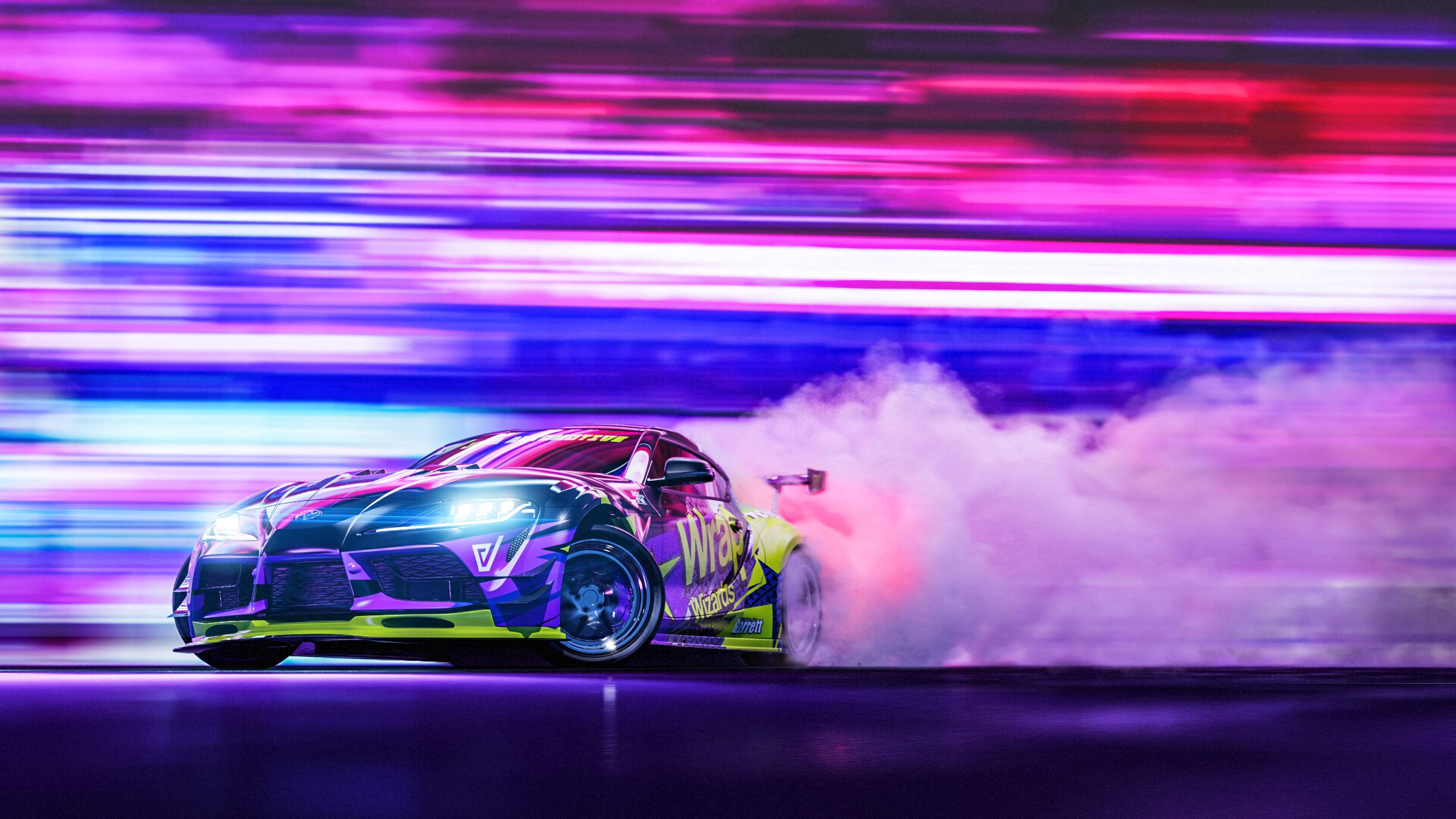 Xe Drift Neon Toyota Supra Hình nền