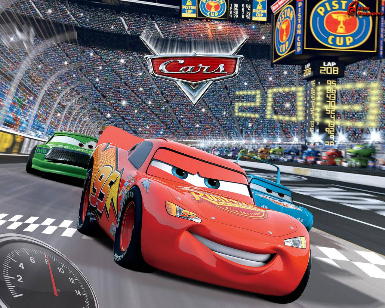 Xe hơi Lightning McQueen trong cuộc đua Hình nền