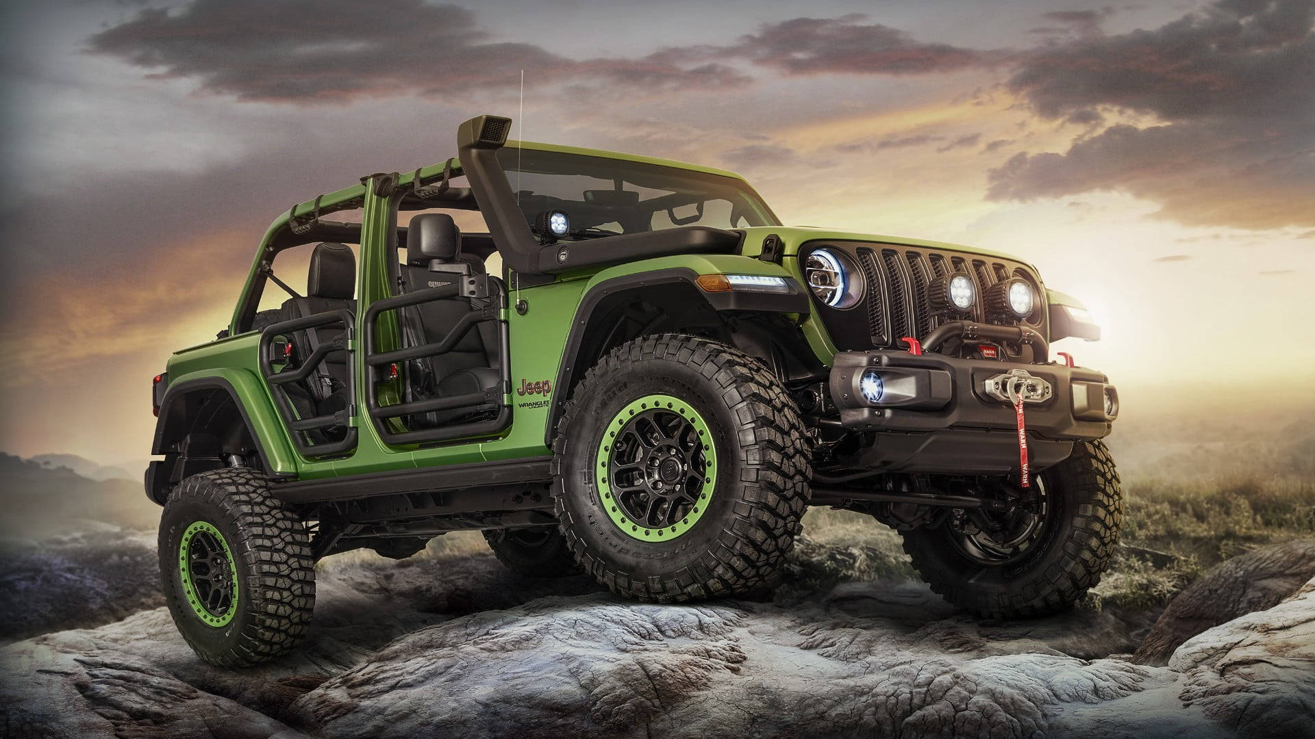 Xe Jeep Thar Xanh 4K