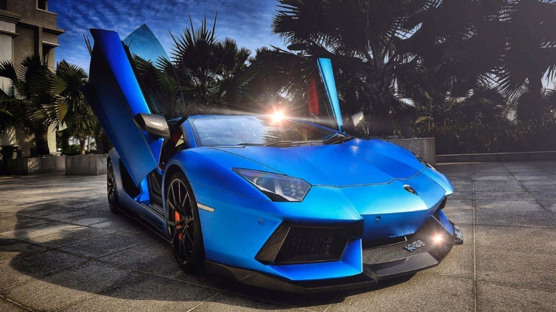 Xe Lamborghini Aventador Màu Xanh Dương Ngoại Thất Đẹp Hình nền