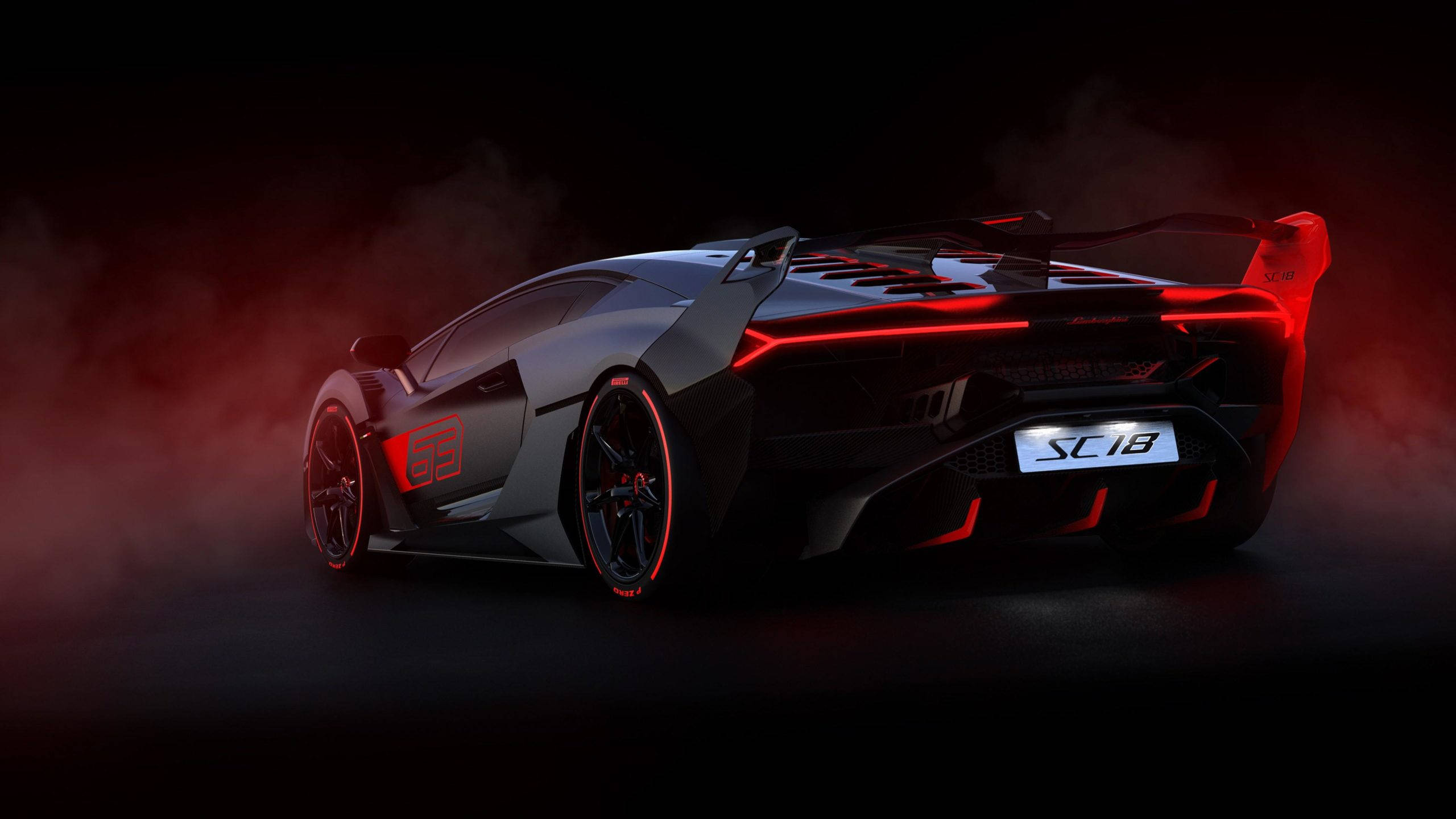 Xe Lamborghini Aventador Đỏ Đen 2560x1440 Hình nền