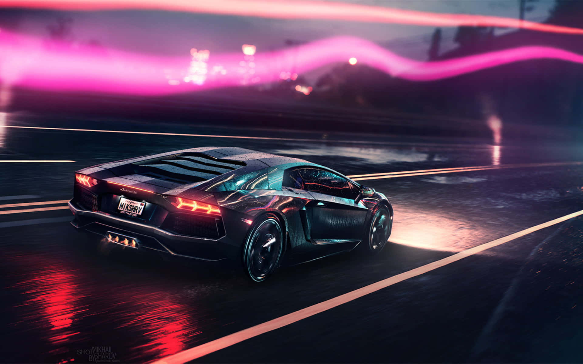 Xe Lamborghini Neon Daze Hình nền
