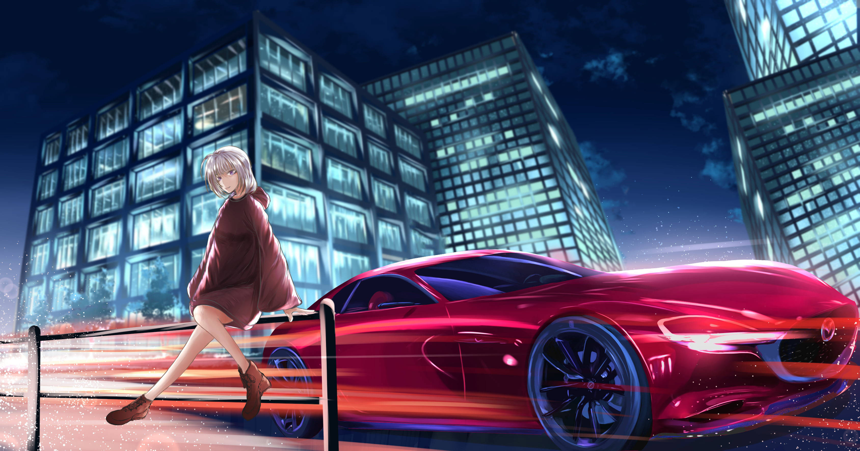 Xe Mazda Anime Màu Đỏ Hình nền