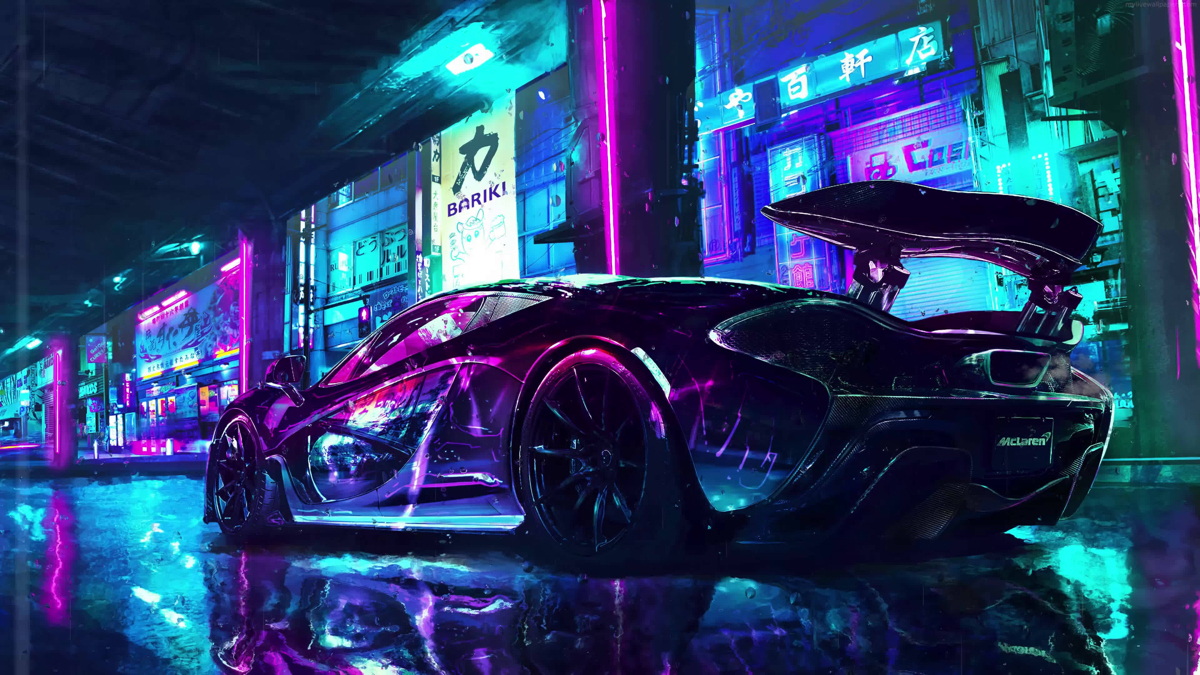 Xe McLaren Retro Wave 4K Hình nền
