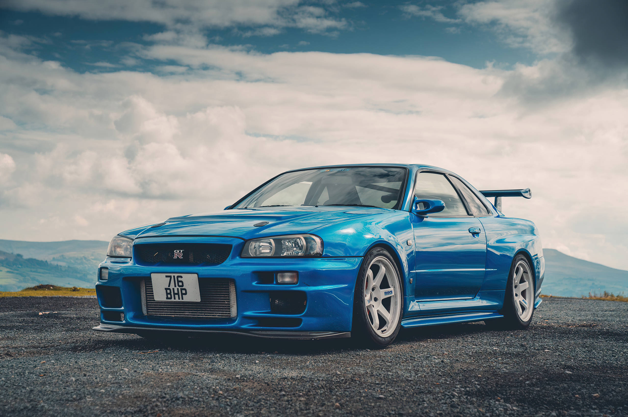 Xe Nissan Skyline GTR R34 Màu Xanh Ngọc Hình nền