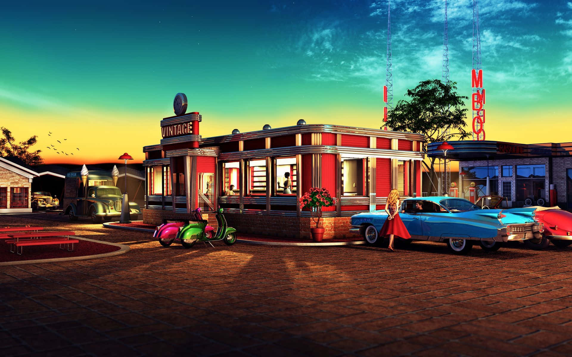 Xe Đỗ Phong Cách California Hình nền