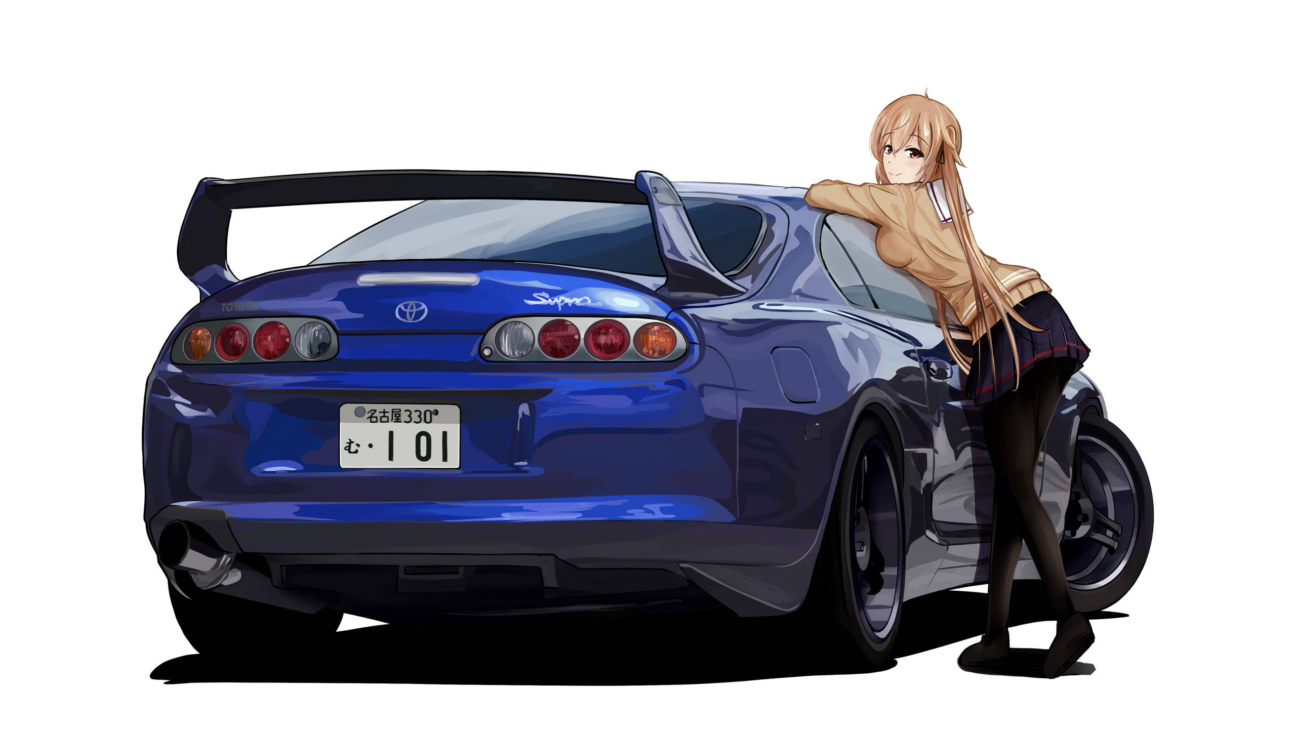 Xe Toyota Supra Màu Xanh Anime Hình nền