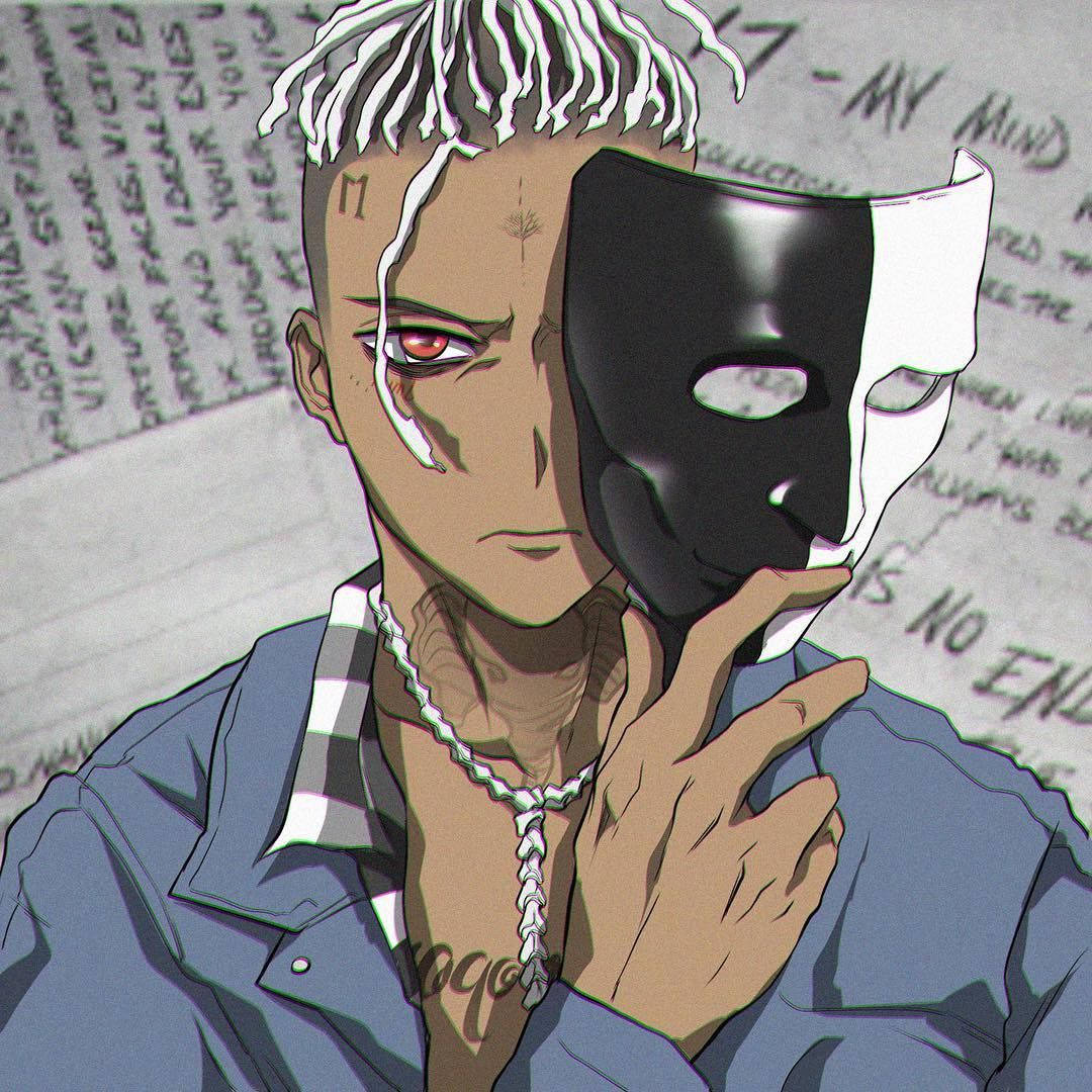 Xxxtentacion Anime Mặt Nạ Đen Trắng Hình nền