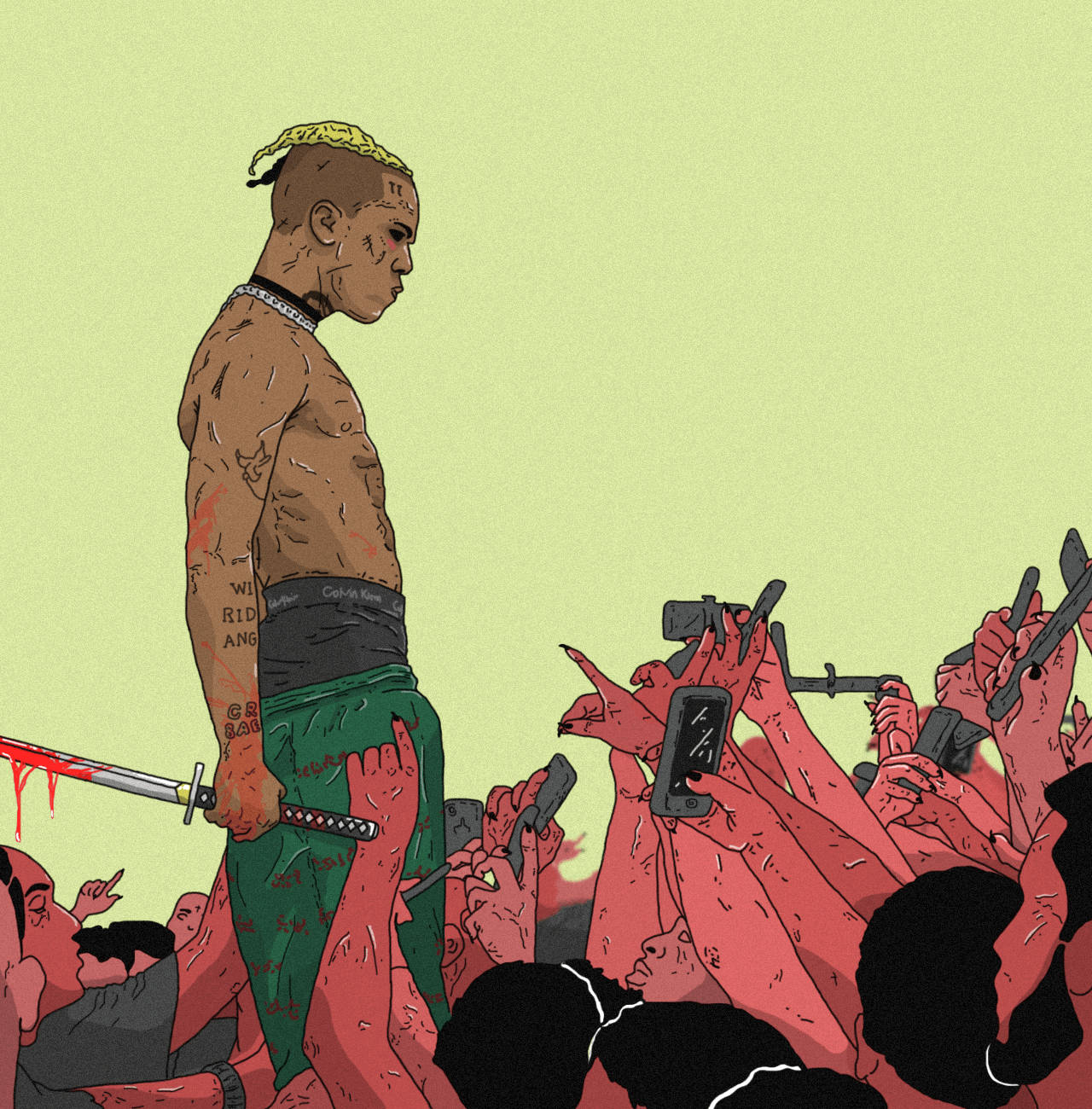 Xxxtentacion Anime Đứng Giữa Đám Đông Hình nền