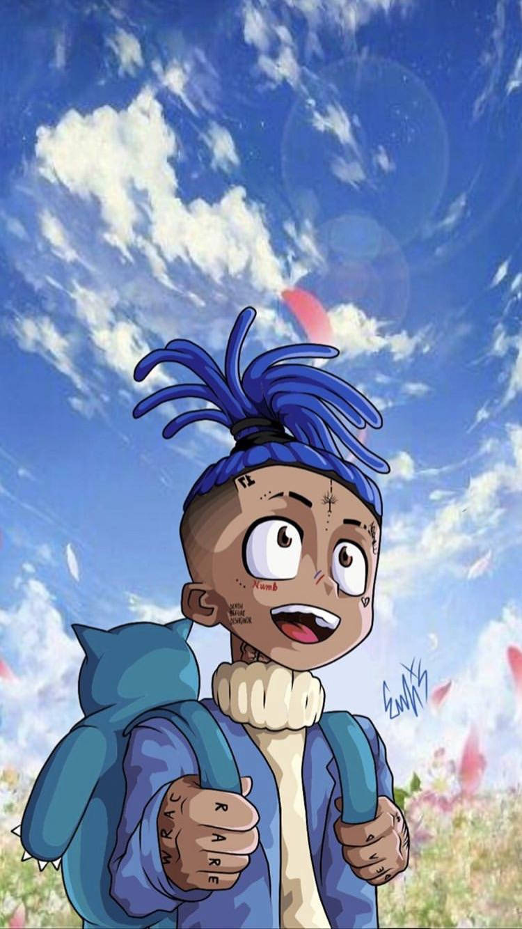 Xxxtentacion Anime Trong Áo Khoác Xanh Hình nền