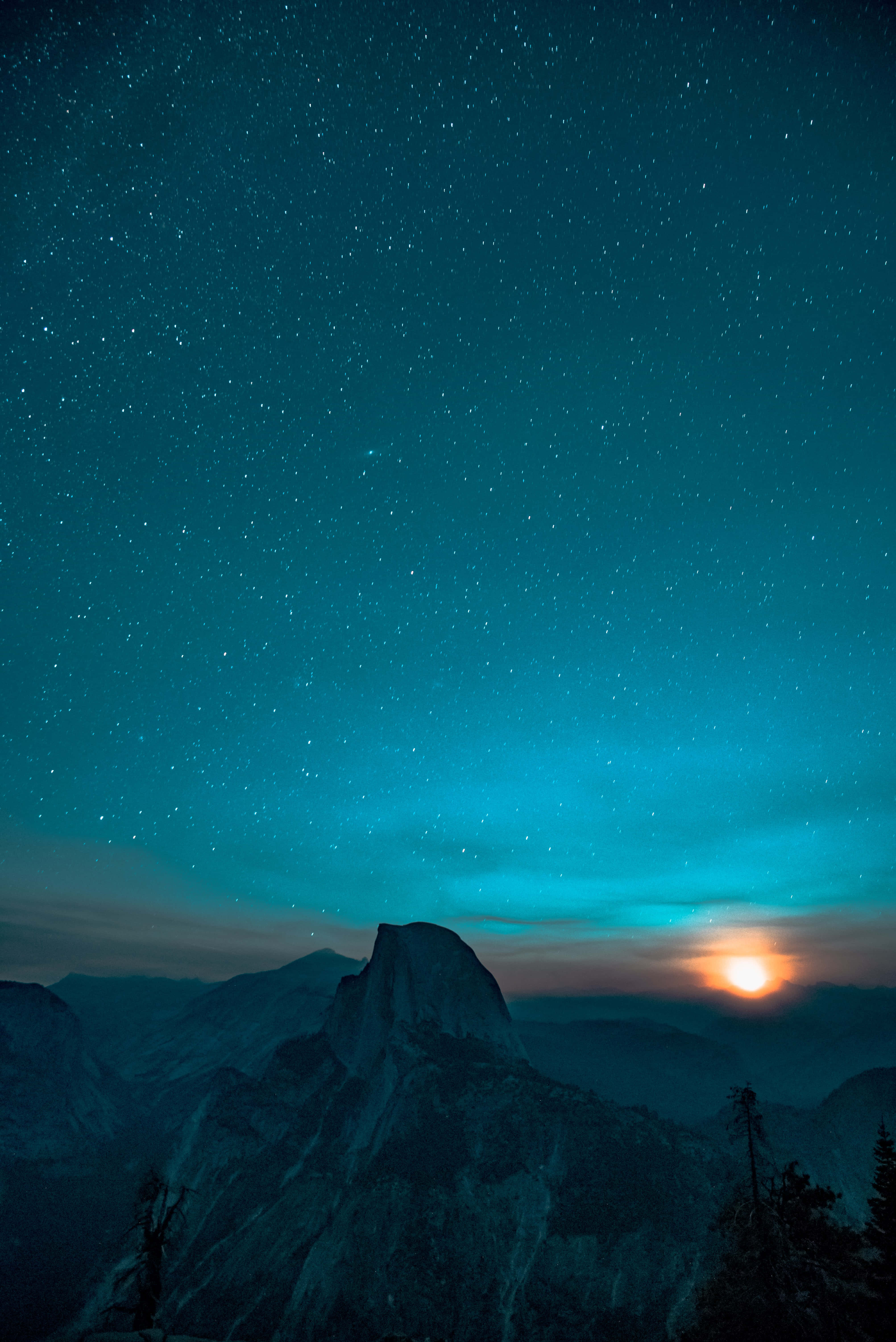 Yosemite Mountain Night Stars iPhone Background Hình nền