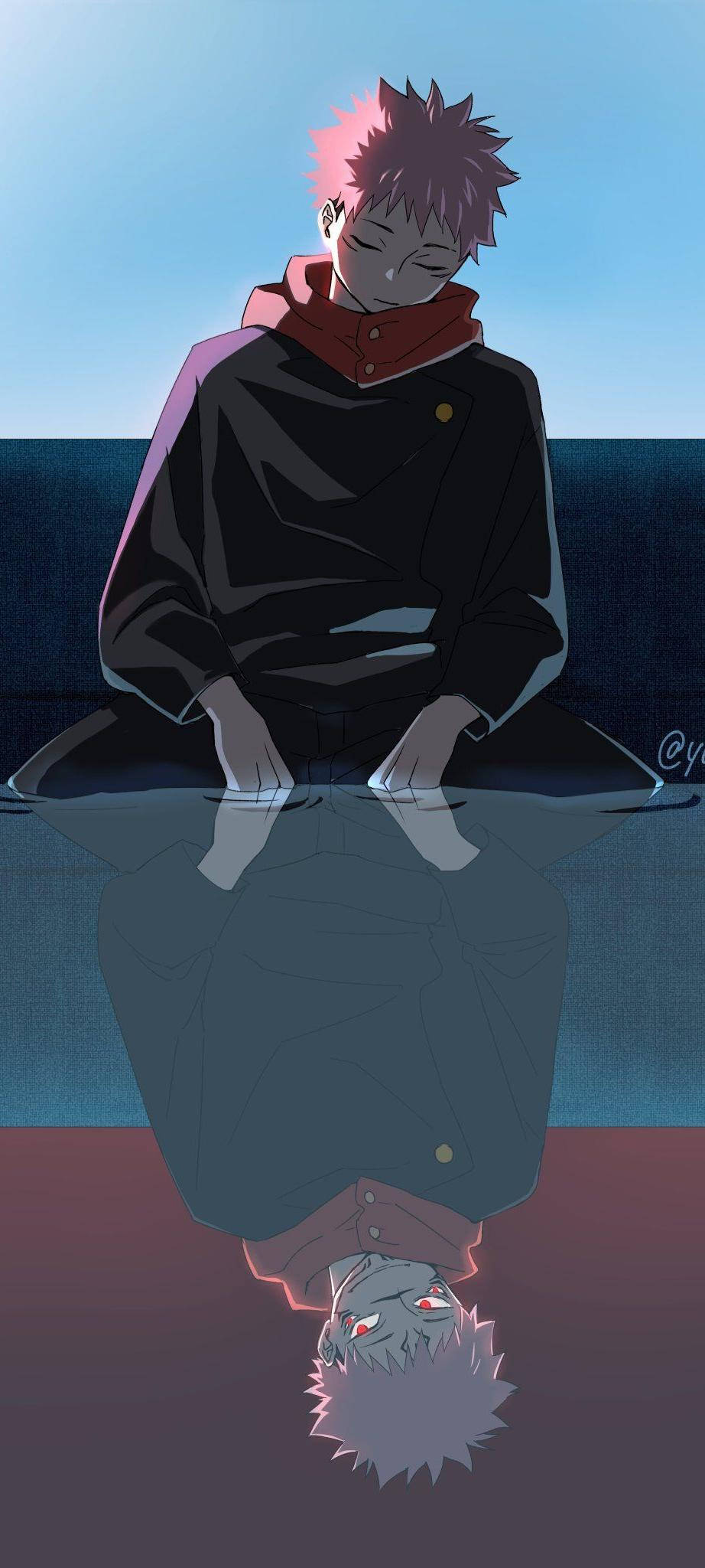 Yuji Itadori Phản Chiếu Jujutsu Kaisen iPhone Hình nền