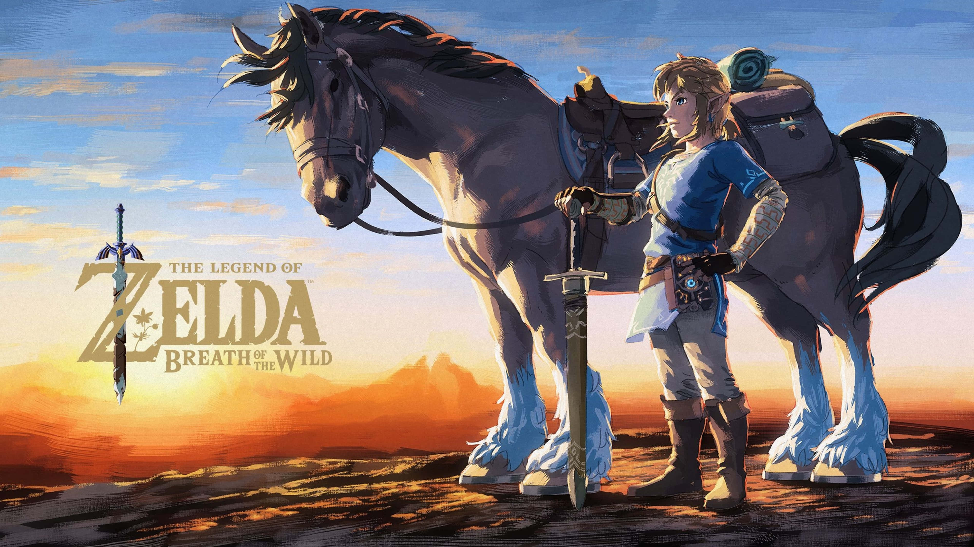 Zelda Breath Of The Wild 4K Link Cùng Chú Ngựa Hình nền