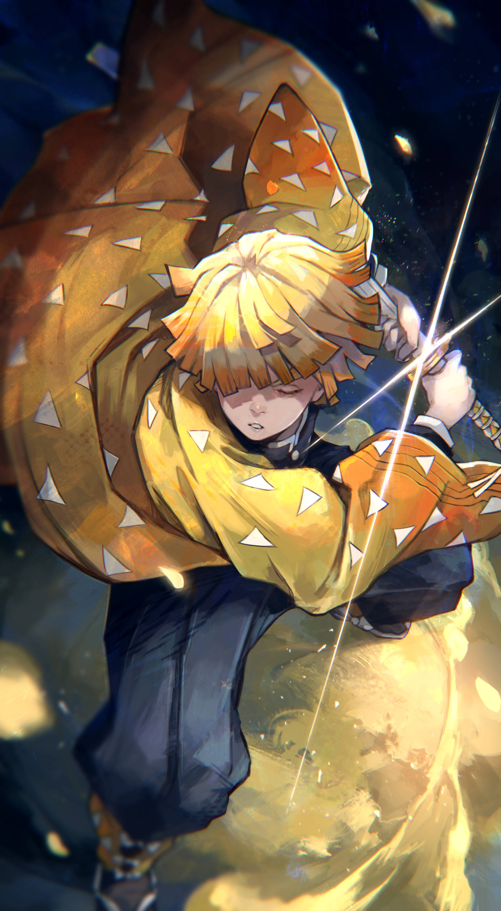 Zenitsu cầm kiếm từ Demon Slayer Hình nền