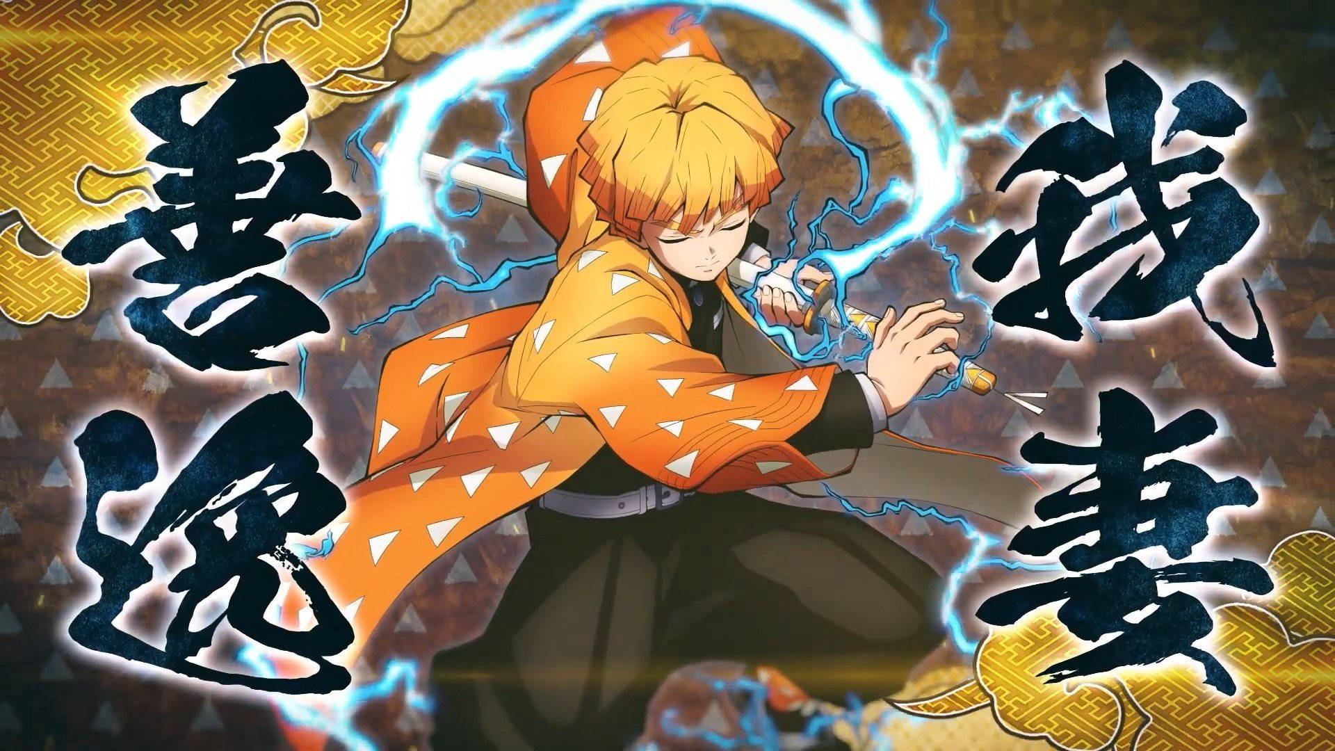 Zenitsu chiến đấu trong Demon Slayer Hình nền