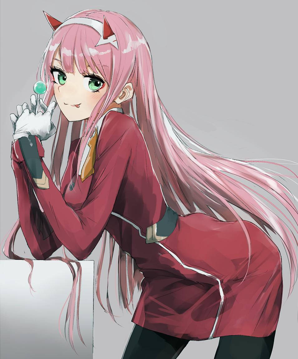 Zero Two Thưởng Thức Kẹo Mút Ngon Hình nền