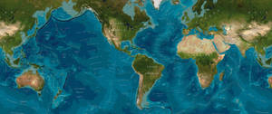 World map with textured terrain wallpaper.