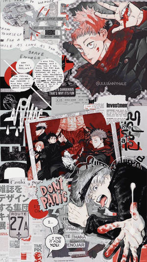 Ảnh ghép Scrapbook Nhân vật chính Jujutsu Kaisen cho điện thoại — Anime Hình nền