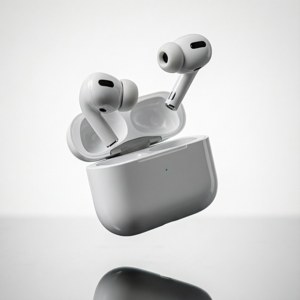 AirPods lơ lửng trong không trung, ảnh chụp sản phẩm. — Galaxy Watch Hình nền