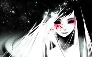 Anime đen trắng với đôi mắt đỏ