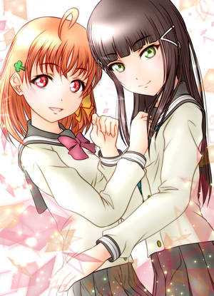 Hình nền anime đồng tính nữ Chika và Dia