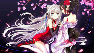 Tranh anime đồng tính nữ hoa anh đào — Anime đồng tính nữ Hình nền
