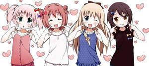 Hình nền anime đồng tính nữ trái tim hồng