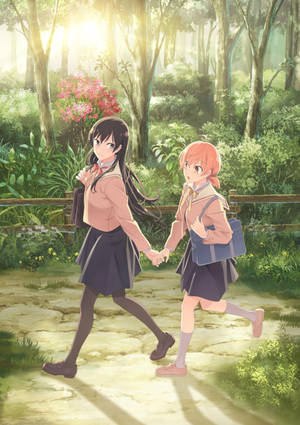 Hình nền anime lesbians trong rừng — Anime đồng tính nữ Hình nền