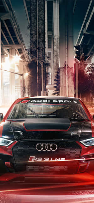 Audi Sportback trước khung cảnh thành phố về đêm — Tecno Pova 8 Hình nền