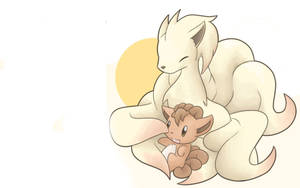 Bản vẽ đơn giản của Ninetales và Vulpix — Pokemon Điện thoại Hình nền