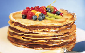 Hình nền bánh pancake sô-cô-la với quả mọng — 16:10 Hình nền