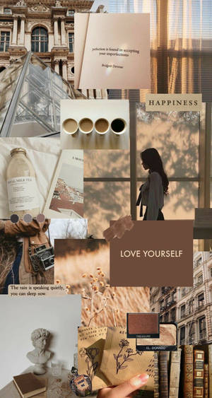 Hình nền Be Nâu Thẩm Mỹ Collage Pastel — Beige aesthetic GIF Hình nền