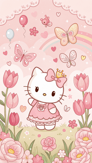 Sanrio,Mơ mộng,Kỳ ảo,Hồng,Dễ thương,Đáng yêu,Cầu vồng,Bong bóng,Hello Kitty