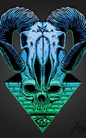 Hình nền đầu lâu Illuminati trong kim tự tháp ngược trên nền đen — Galaxy Tab S10 Ultra Hình nền