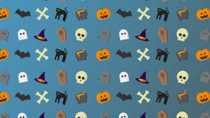 Biểu tượng Halloween đáng yêu màu xanh — Dễ thương phong cách halloween Hình nền