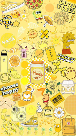 Bộ sưu tập sticker màu vàng pastel dễ thương — Pastel vàng Hình nền