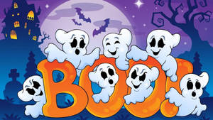 Hình nền Halloween hoạt hình ma tinh nghịch