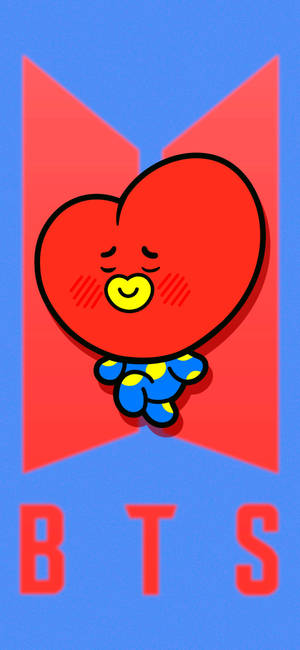 Hình nền BT21 Tata trên logo BTS — iPhone 14 Plus Hình nền