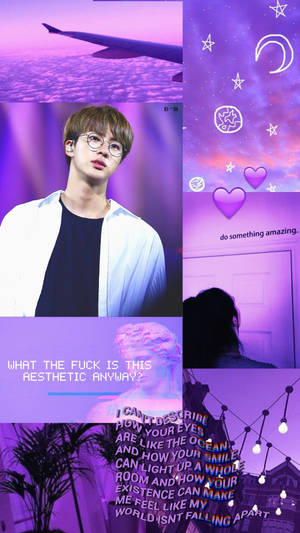 Hình nền BTS Jin phong cách tím pastel — Tím aesthetic GIF Hình nền