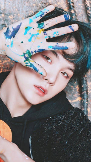 BTS Suga Dễ Thương Vẽ Tay Bằng Màu Xanh — Dễ thương bts Hình nền